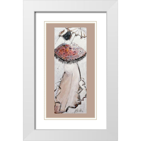 Arlesienne a lombrelle I White Modern Wood Framed Art Print with Double Matting by Monteiller, Jean-Francois