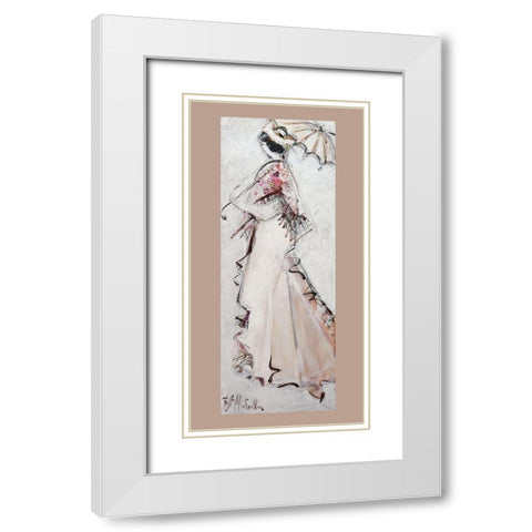 Arlesienne a lombrelle II White Modern Wood Framed Art Print with Double Matting by Monteiller, Jean-Francois