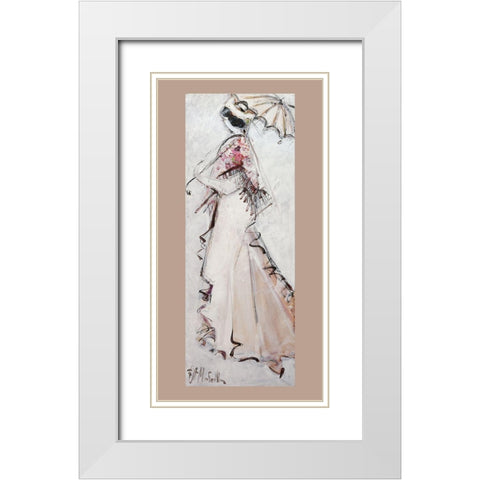 Arlesienne a lombrelle II White Modern Wood Framed Art Print with Double Matting by Monteiller, Jean-Francois