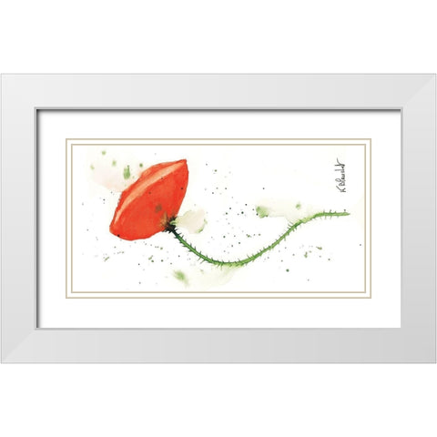 Coquelicot solo I White Modern Wood Framed Art Print with Double Matting by Blanchet, Karl
