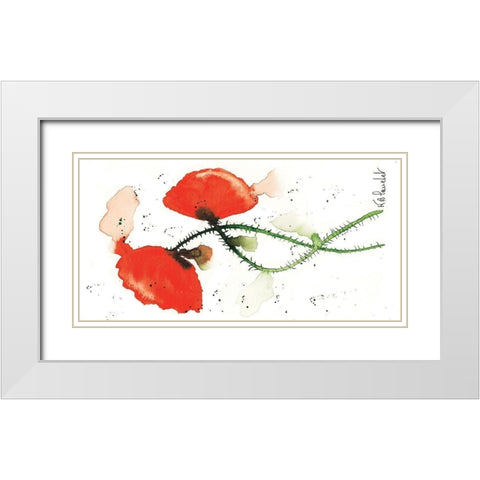 Parade coquelicots II White Modern Wood Framed Art Print with Double Matting by Blanchet, Karl
