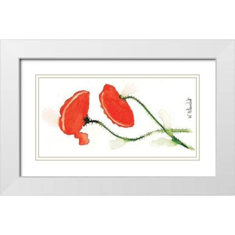Parade coquelicots III White Modern Wood Framed Art Print with Double Matting by Blanchet, Karl