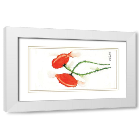 Parade coquelicots IV White Modern Wood Framed Art Print with Double Matting by Blanchet, Karl