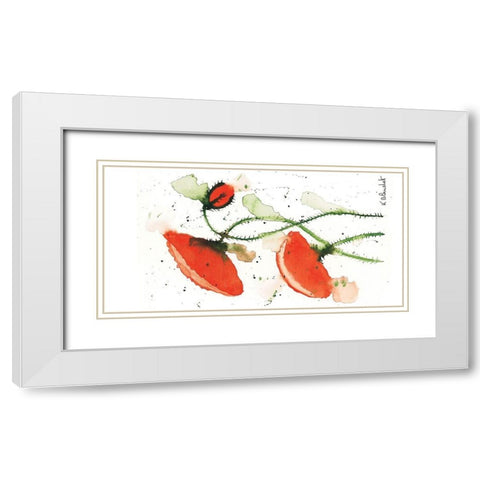 Trio de coquelicots I White Modern Wood Framed Art Print with Double Matting by Blanchet, Karl
