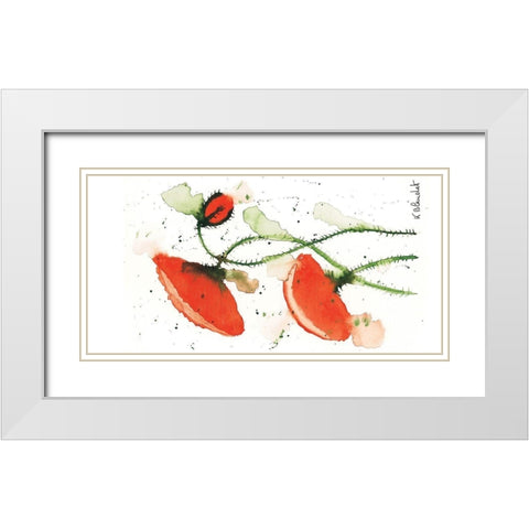 Trio de coquelicots I White Modern Wood Framed Art Print with Double Matting by Blanchet, Karl