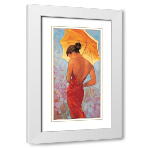 Femme a lombrelle White Modern Wood Framed Art Print with Double Matting by Goubault, Francis