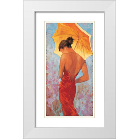 Femme a lombrelle White Modern Wood Framed Art Print with Double Matting by Goubault, Francis