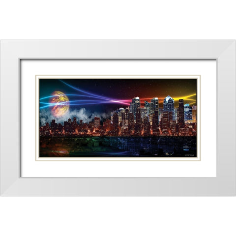 Future Skyline White Modern Wood Framed Art Print with Double Matting by Marcus