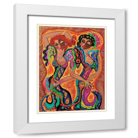 Gypsy dance White Modern Wood Framed Art Print with Double Matting by Ingrid, B.