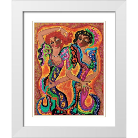 Gypsy dance White Modern Wood Framed Art Print with Double Matting by Ingrid, B.