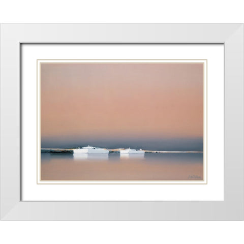 Reflets du matin White Modern Wood Framed Art Print with Double Matting by Doutreleau