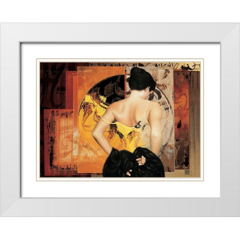Desir accorde White Modern Wood Framed Art Print with Double Matting by Graux, David