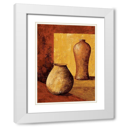 Terra cotta I White Modern Wood Framed Art Print with Double Matting by Flaud, Beatriz