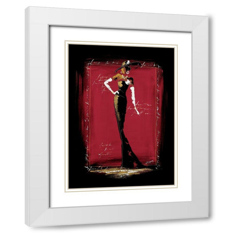 Elegantes I White Modern Wood Framed Art Print with Double Matting by Johanna