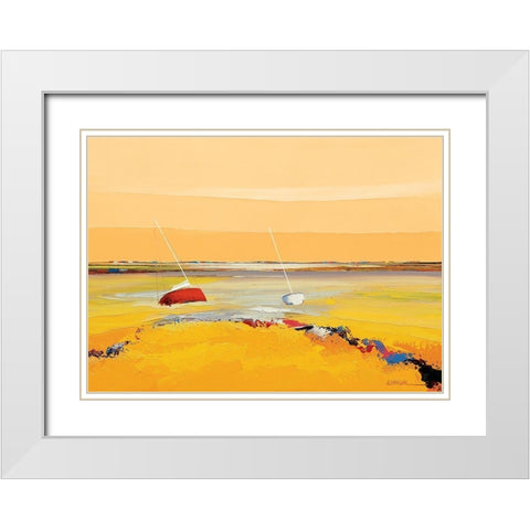 Barques sur horizon White Modern Wood Framed Art Print with Double Matting by Eurgal, Christian