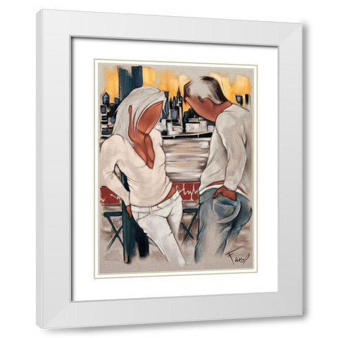 Brooklyn Sunset White Modern Wood Framed Art Print with Double Matting by Farel, Pierre