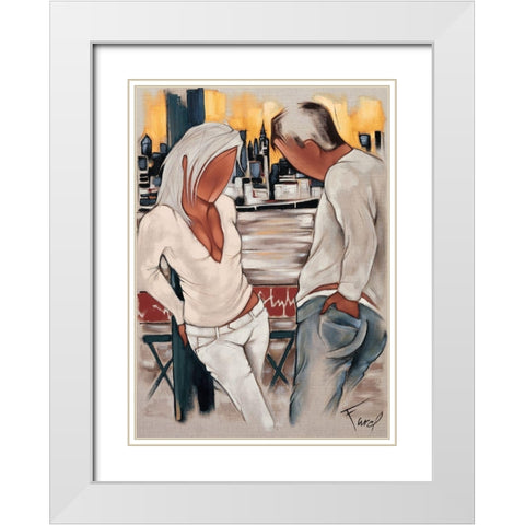 Brooklyn Sunset White Modern Wood Framed Art Print with Double Matting by Farel, Pierre