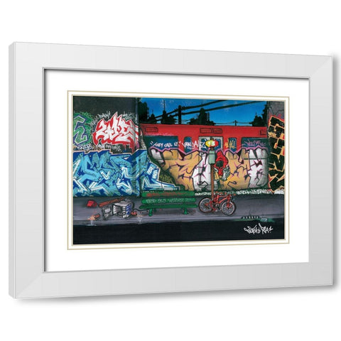 Bus II nuit White Modern Wood Framed Art Print with Double Matting by Butch and Pea