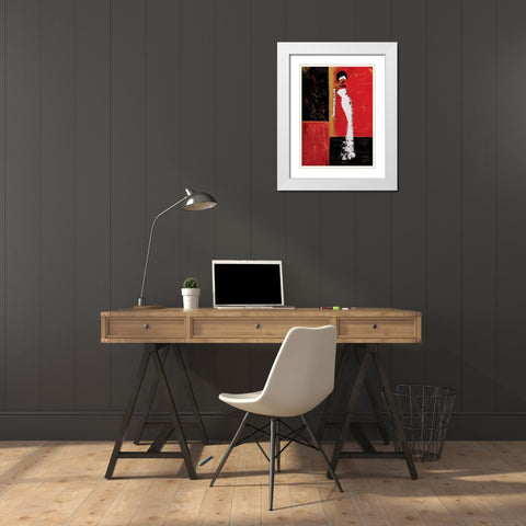 En rouge et or I White Modern Wood Framed Art Print with Double Matting by Johanna