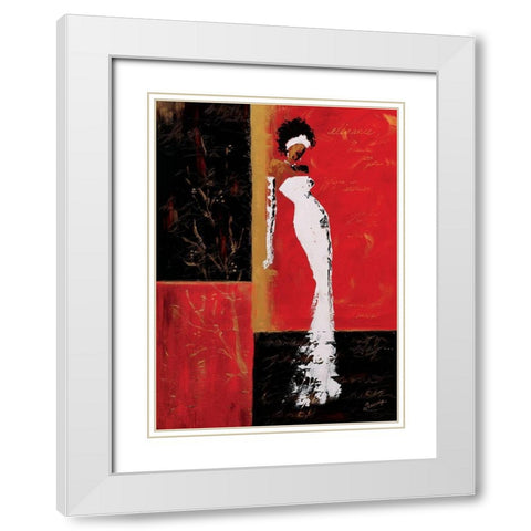 En rouge et or I White Modern Wood Framed Art Print with Double Matting by Johanna