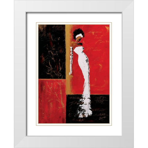 En rouge et or I White Modern Wood Framed Art Print with Double Matting by Johanna
