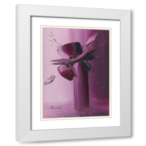 Petales White Modern Wood Framed Art Print with Double Matting by Tramoni, Oliver