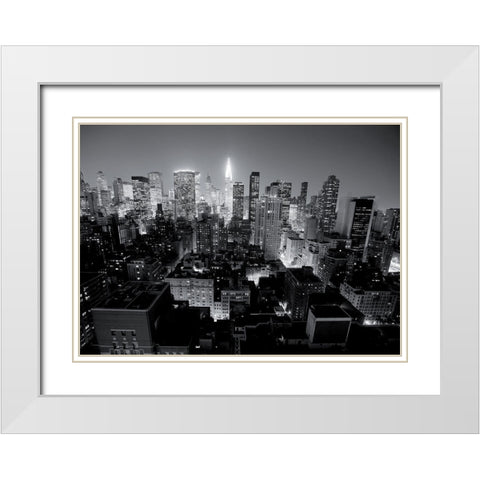 Chrysler Building Manhattan Night White Modern Wood Framed Art Print with Double Matting by Setboun, Michel