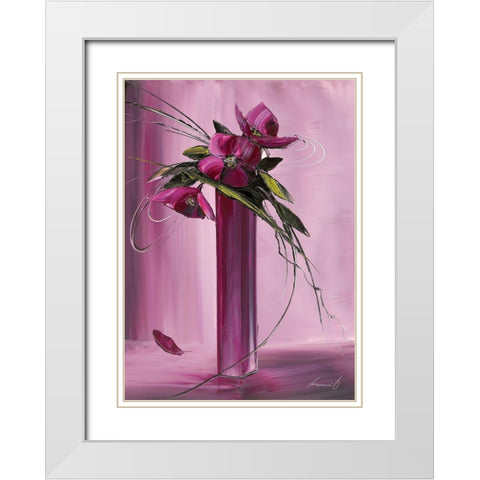 Bouquet violet I White Modern Wood Framed Art Print with Double Matting by Tramoni, Oliver