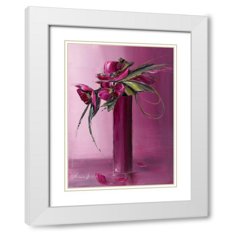 Bouquet violet II White Modern Wood Framed Art Print with Double Matting by Tramoni, Oliver