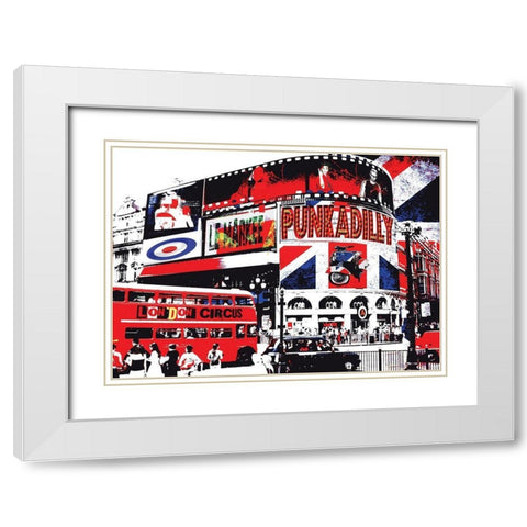 London Circus White Modern Wood Framed Art Print with Double Matting by Le Markee