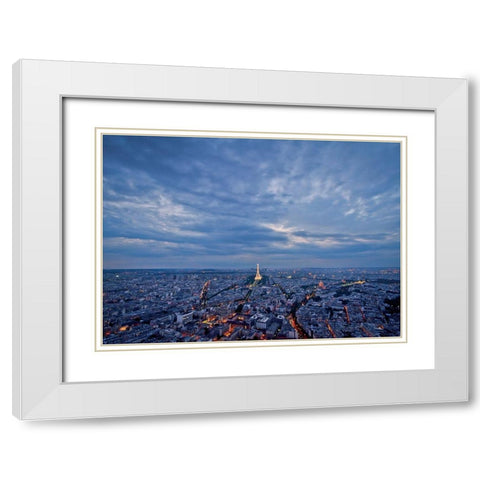 Ciel de Paris White Modern Wood Framed Art Print with Double Matting by Ros, Vincent