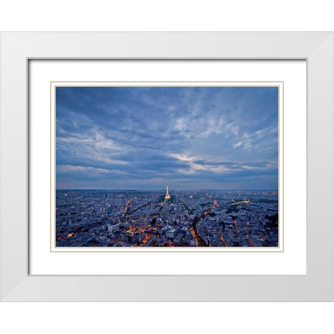 Ciel de Paris White Modern Wood Framed Art Print with Double Matting by Ros, Vincent