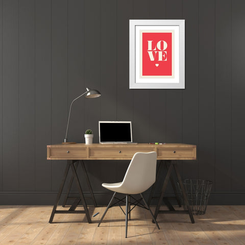 Love en rouge White Modern Wood Framed Art Print with Double Matting by Braun Studio