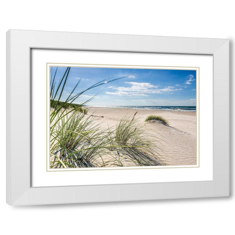 Plage 13 White Modern Wood Framed Art Print with Double Matting by Braun Studio