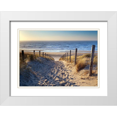 Plage 15 White Modern Wood Framed Art Print with Double Matting by Braun Studio