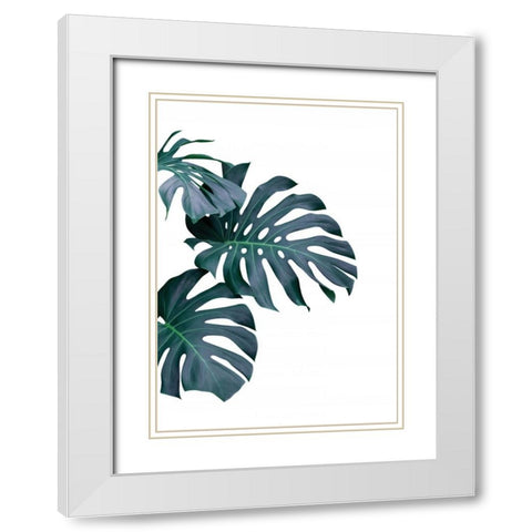 Monstera White Modern Wood Framed Art Print with Double Matting by Braun Studio
