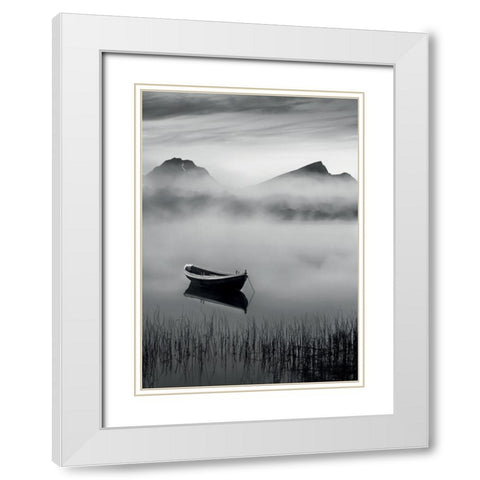 The Small Boat White Modern Wood Framed Art Print with Double Matting by Braun Studio