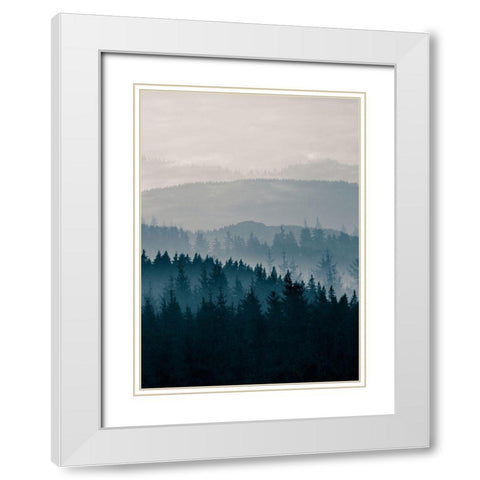 Grey Mountains White Modern Wood Framed Art Print with Double Matting by Braun Studio