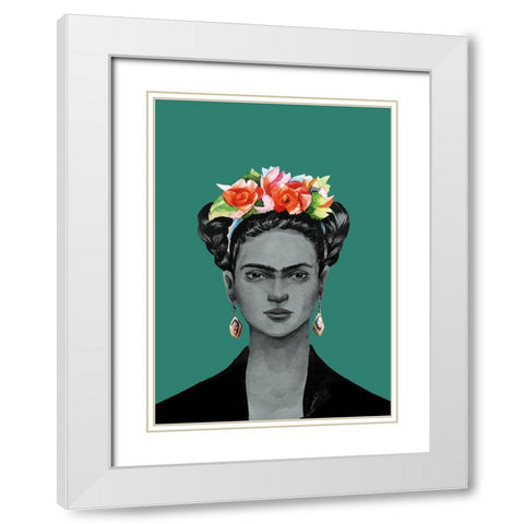 Frida White Modern Wood Framed Art Print with Double Matting by BRAUN Studio