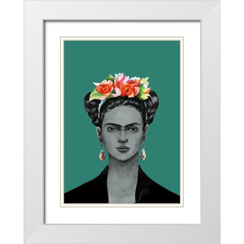 Frida White Modern Wood Framed Art Print with Double Matting by BRAUN Studio