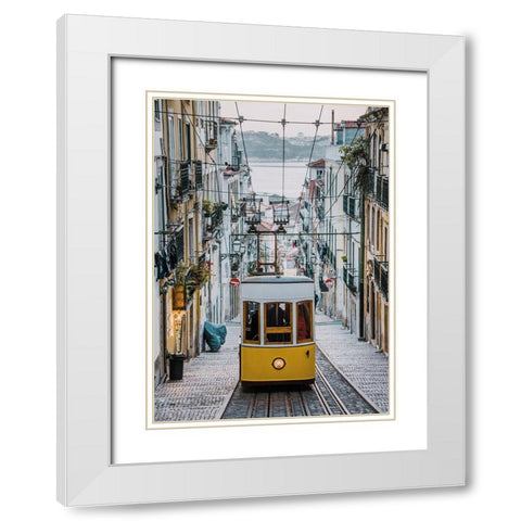 Lisbonne White Modern Wood Framed Art Print with Double Matting by BRAUN Studio