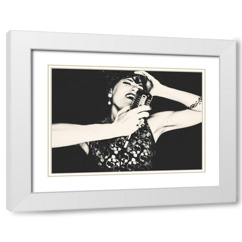 Sing White Modern Wood Framed Art Print with Double Matting by BRAUN Studio