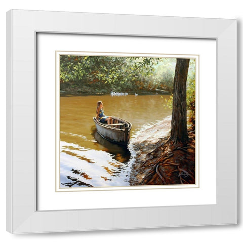 Right Noon White Modern Wood Framed Art Print with Double Matting by Adamov, Alexey