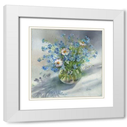 Bouquet with Daisies White Modern Wood Framed Art Print with Double Matting by Besedina, Anastasiia