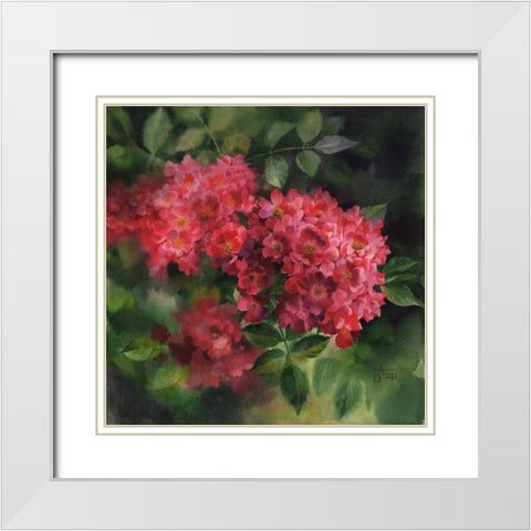 Rose Branch White Modern Wood Framed Art Print with Double Matting by Besedina, Anastasiia
