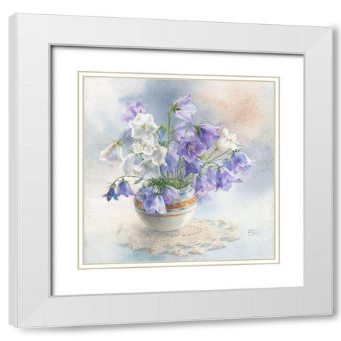 Bells Flowers in a Vase White Modern Wood Framed Art Print with Double Matting by Besedina, Anastasiia