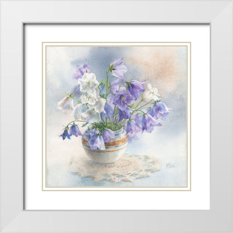 Bells Flowers in a Vase White Modern Wood Framed Art Print with Double Matting by Besedina, Anastasiia