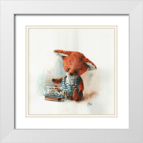 Toy with a Boat in the Glass White Modern Wood Framed Art Print with Double Matting by Besedina, Anastasiia