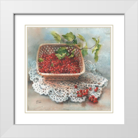 Currant Harvest White Modern Wood Framed Art Print with Double Matting by Besedina, Anastasiia