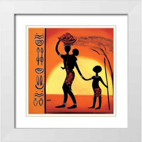 Black Family II White Modern Wood Framed Art Print with Double Matting by Veda